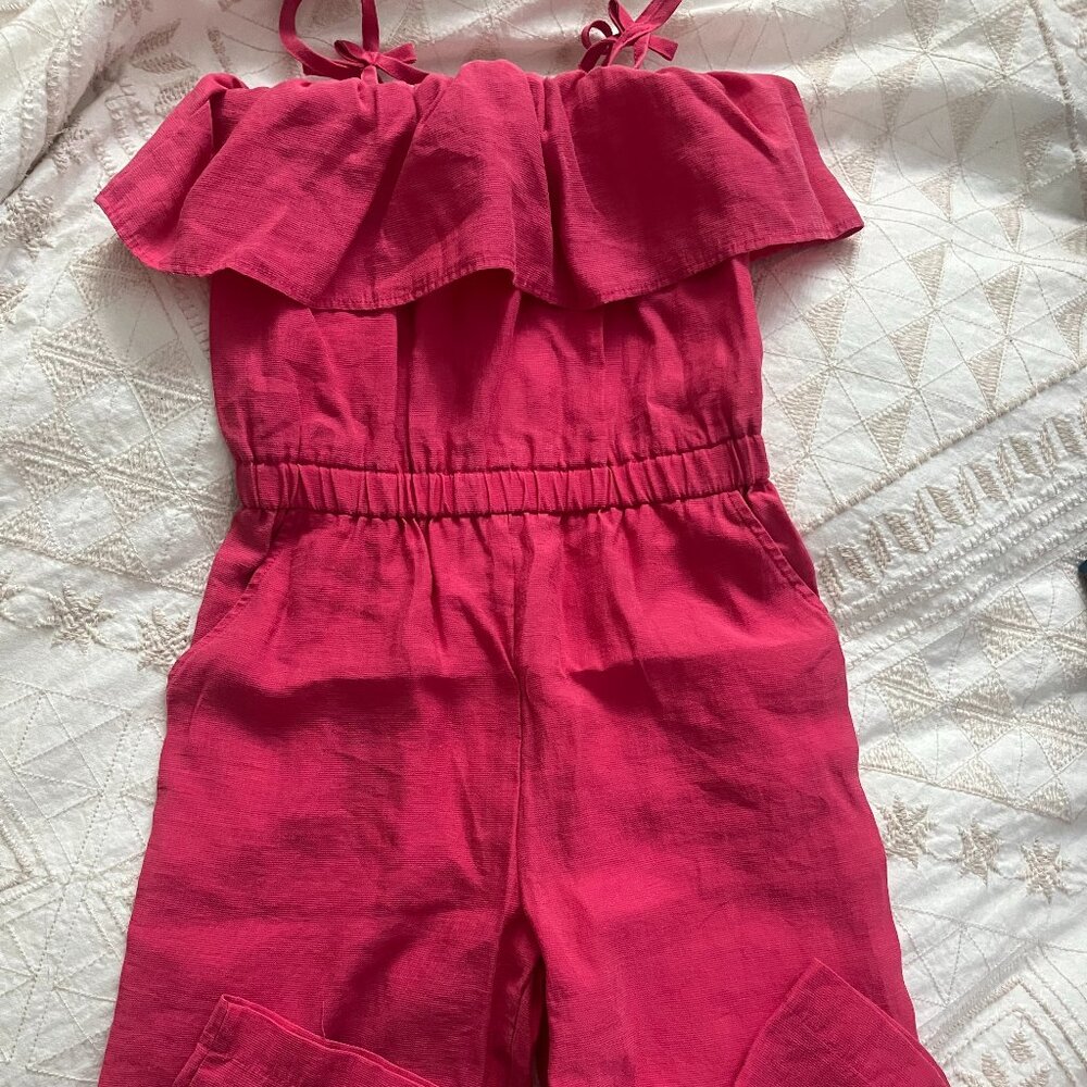 Zara hot pink linen blend jumpsuit